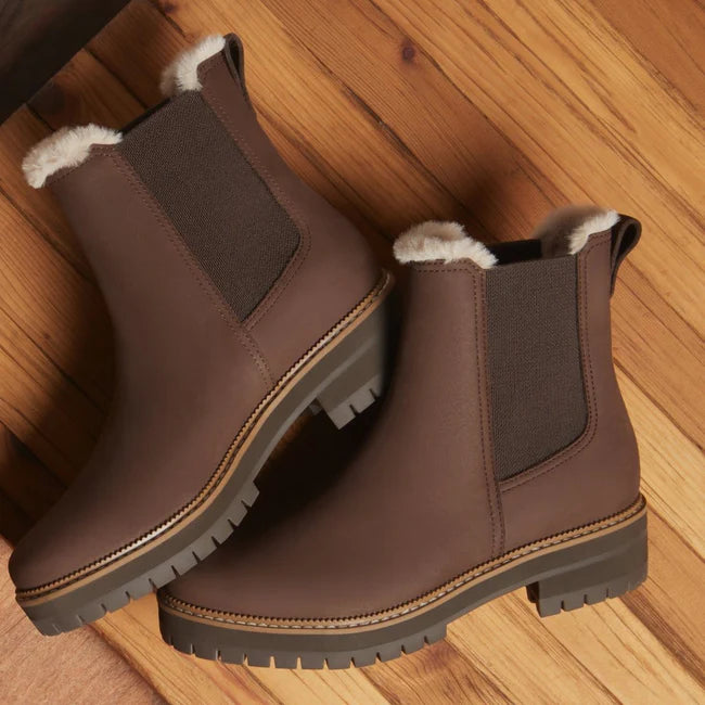 TOMS Bennet Boots Oak Brown Nubuck Leather/Faux Fur