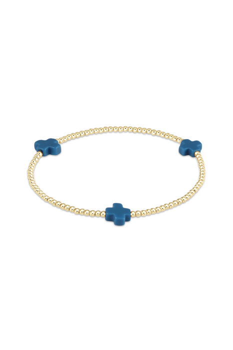 enewton • Signature Cross Gold Pattern 2mm Bead Bracelet Cobalt