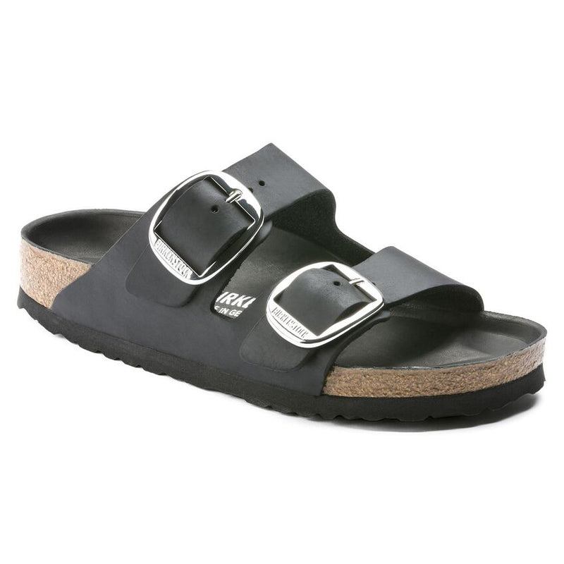 Birkenstock® • Arizona Big Buckle Silver Oiled Leather - Black