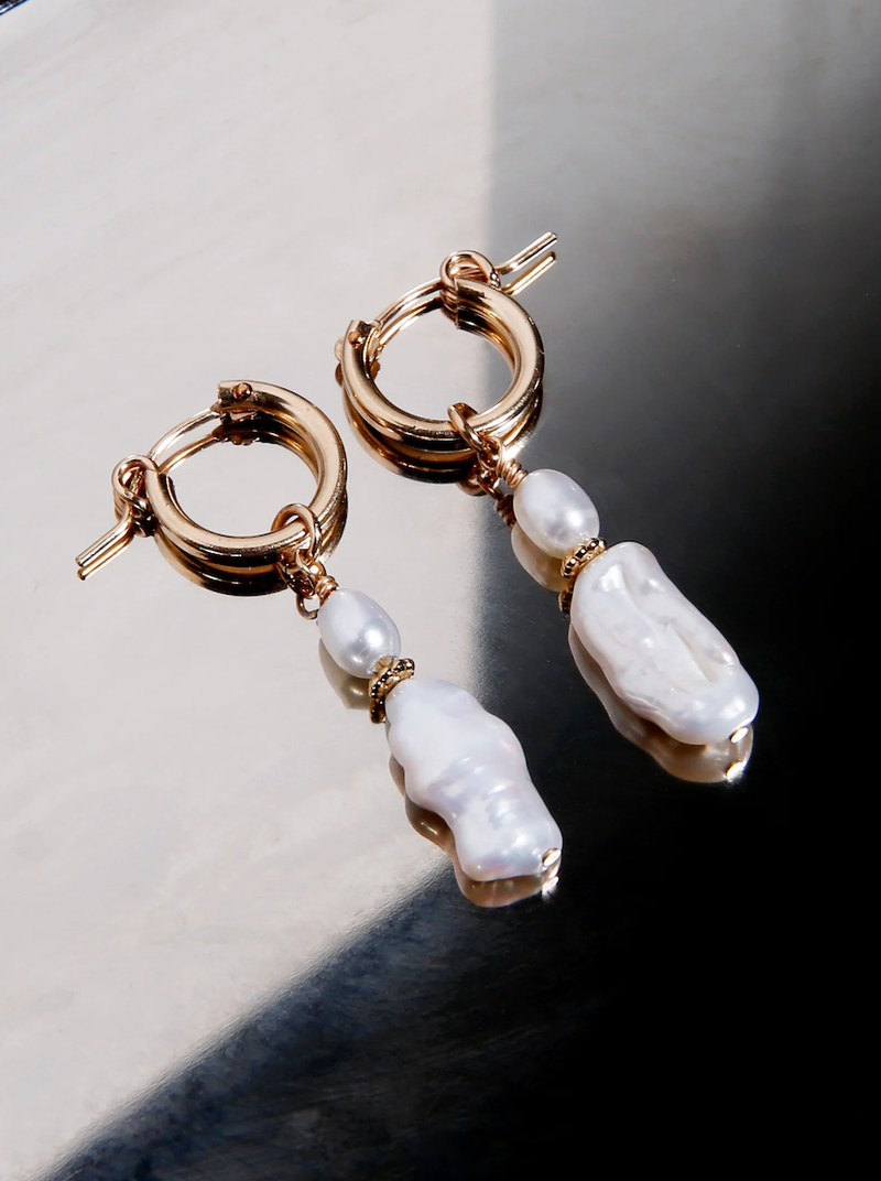 ABLE • Freshwater Chunky Pearl Earrings Gold Filled