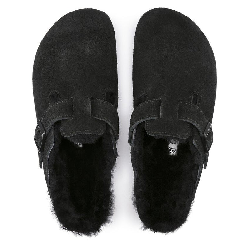 Birkenstock® • Boston Suede with Shearling - Black