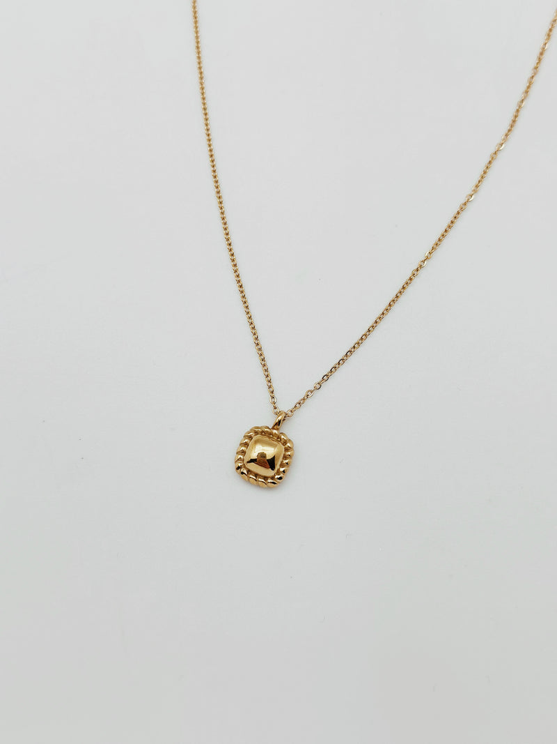 18K Gold Square Pendant Necklace