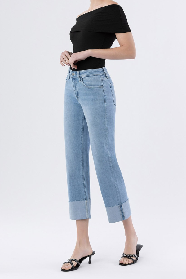 Vervet • High Rise Cuffed Cropped Straight - Jude