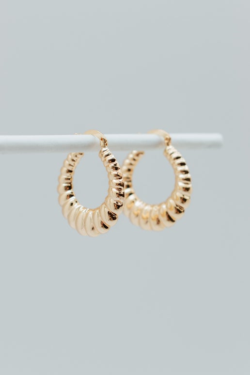 18K Gold Plated Large Oyster Hinge Hoop Earrings - Gold