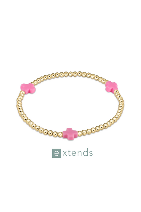 enewton • Extends Signature Cross Gold Pattern 3mm Bead Bracelet - Bright Pink