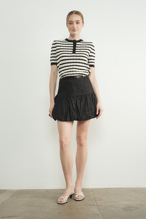 Linen Bubble Shorts - Black