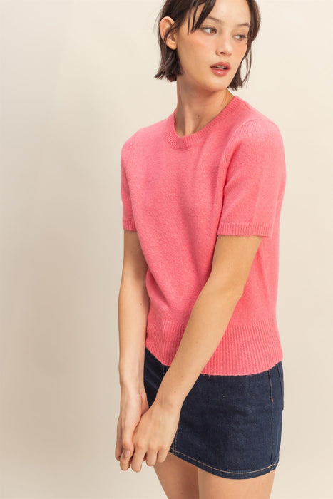 Sweater Top - Taffy Pink