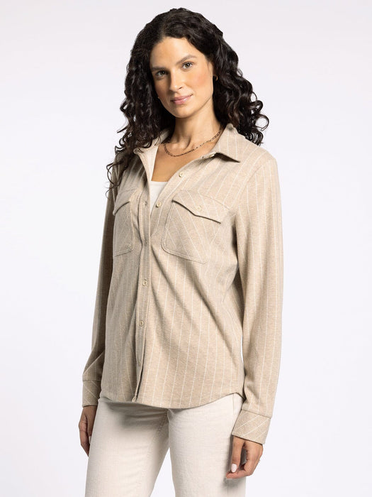 Thread & Supply • Cassian Shirt - Camel & Ivory Stripe