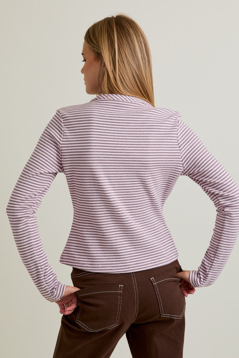 Button Up Top Pink Brown