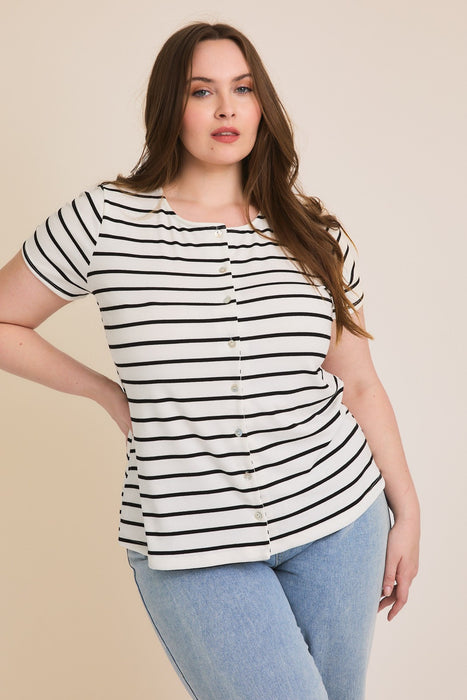 Stripe Button Up - White & Black