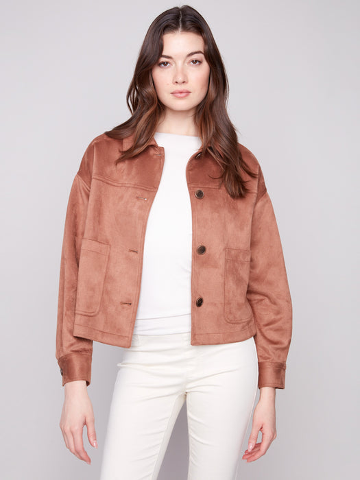 Faux Suede Jacket - Truffle
