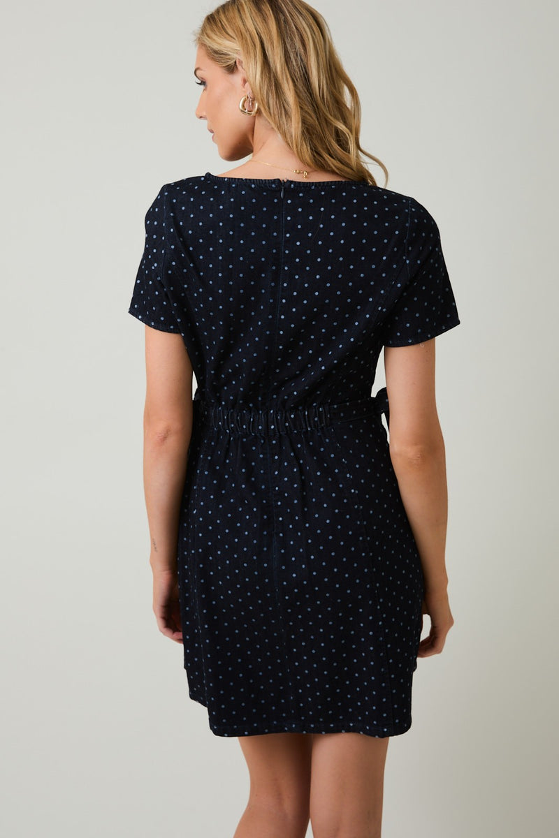 Denim Polka Dot Mini Dress