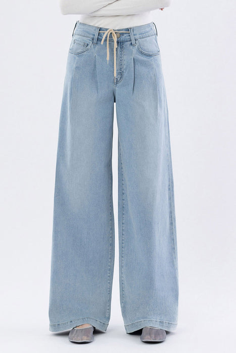 Flying Monkey • Super High Rise Drawcord Wide Leg Jeans - Richness