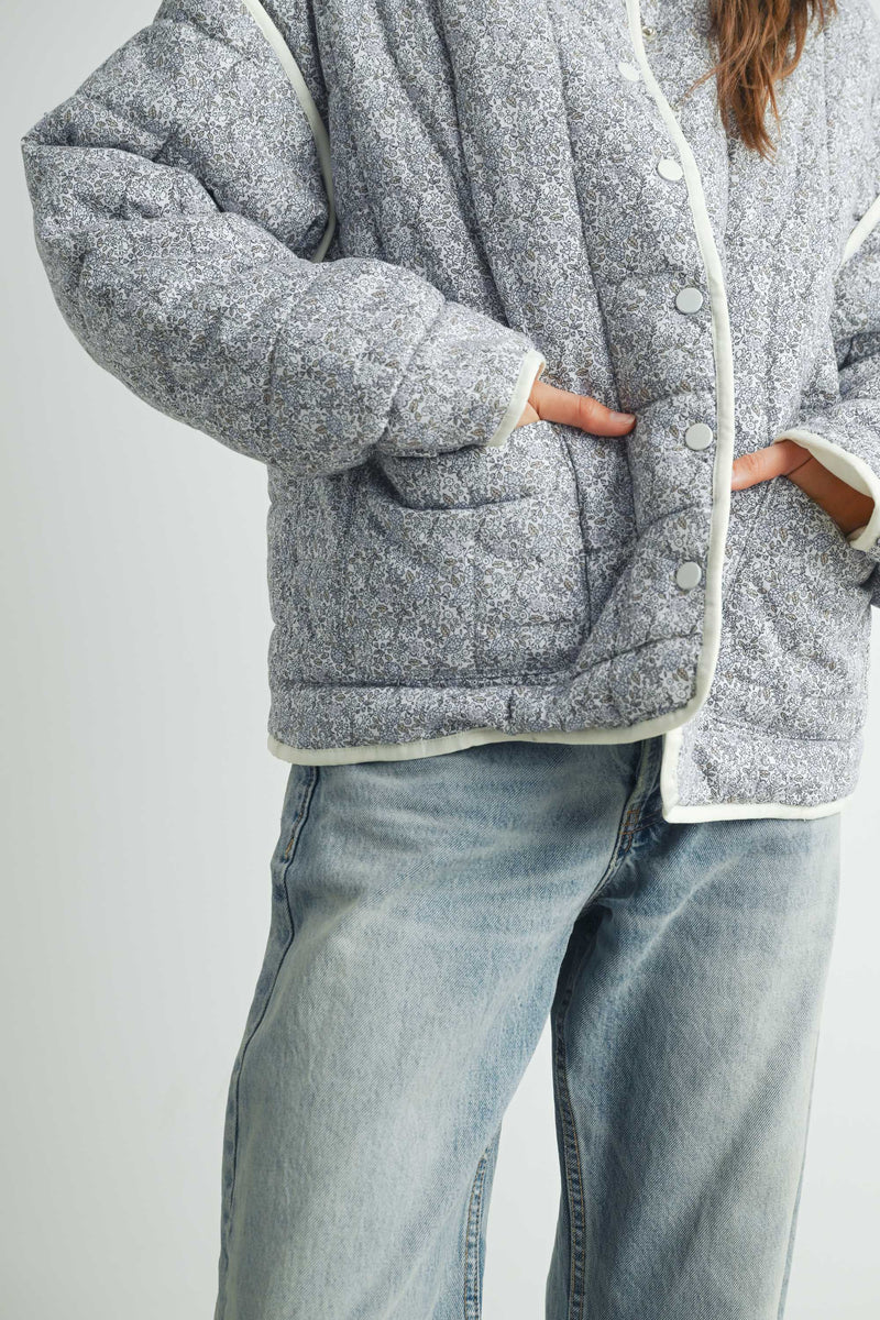 Woven Floral Jacket Lav Ivory