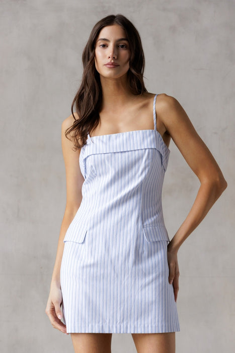 Stripped Mini Dress - Blue & White