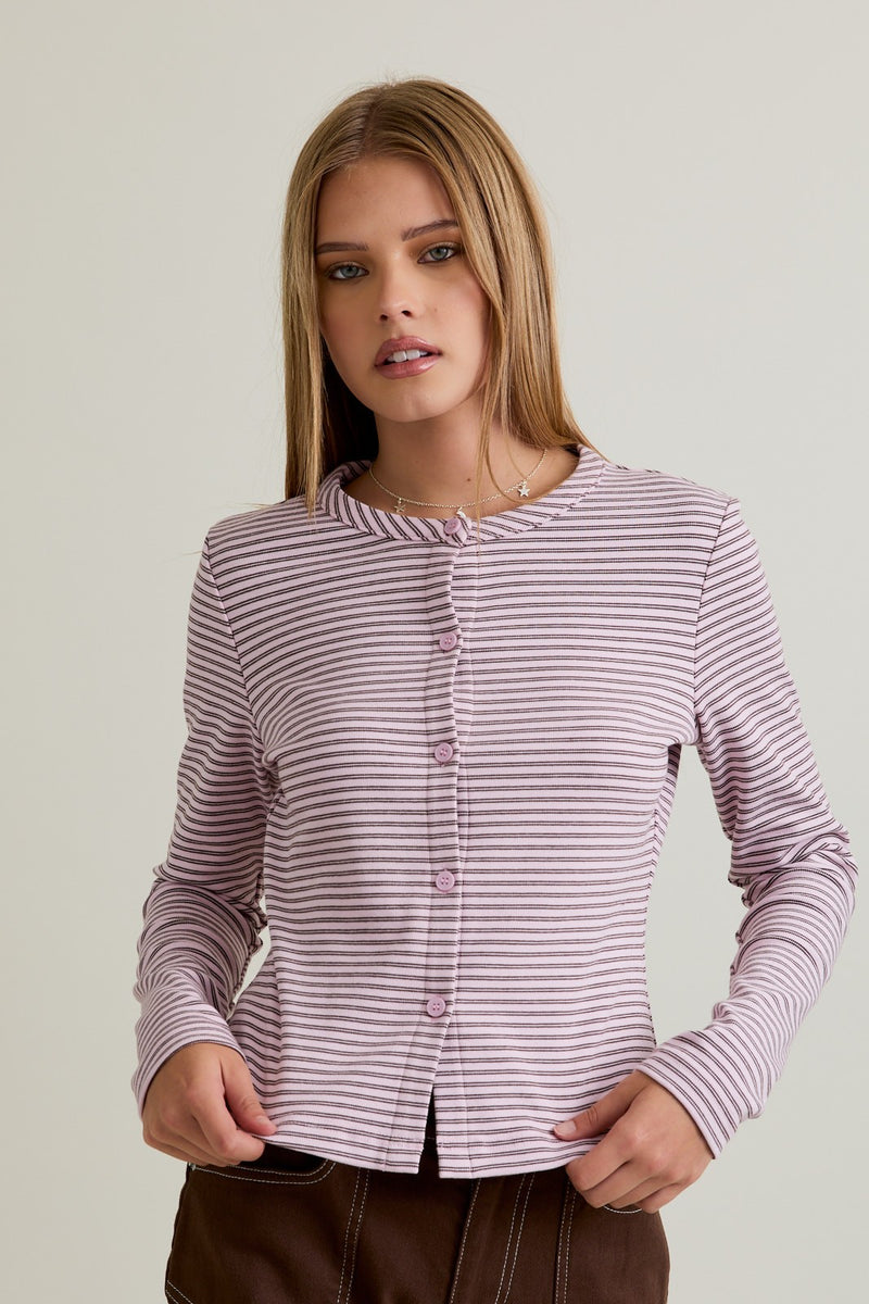 Button Up Top Pink Brown