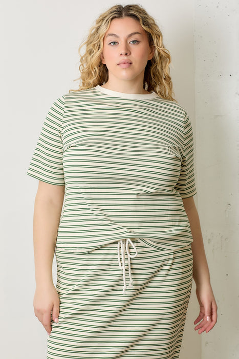 Striped Tee - Cream & Green