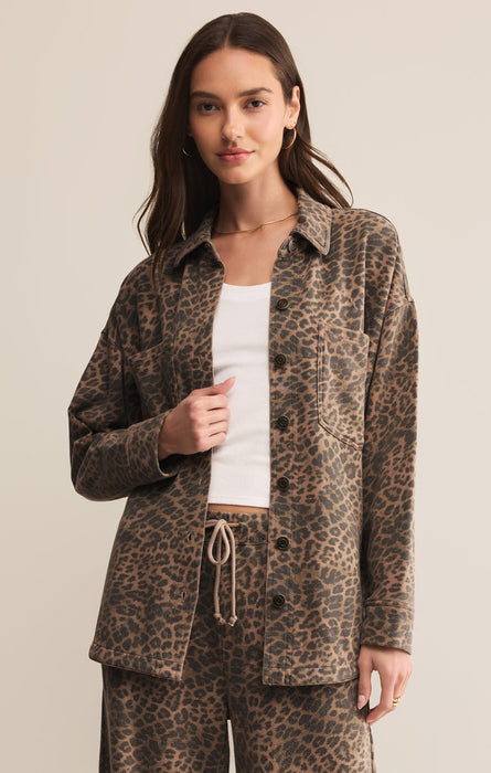 Z Supply • All Day Jacket - Leopard & Desert Tan