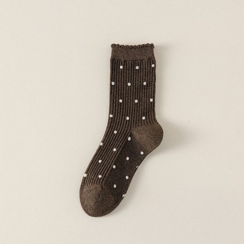 Coffee Lace Polka Dot Socks