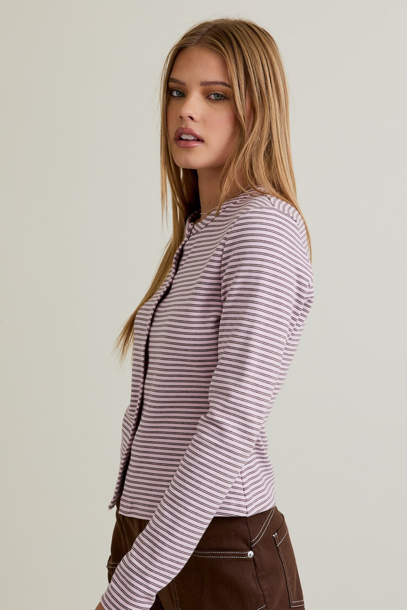 Button Up Top Pink Brown