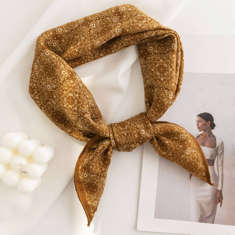 Ginger Vintage Houndstooth Print Satin Square Scarf