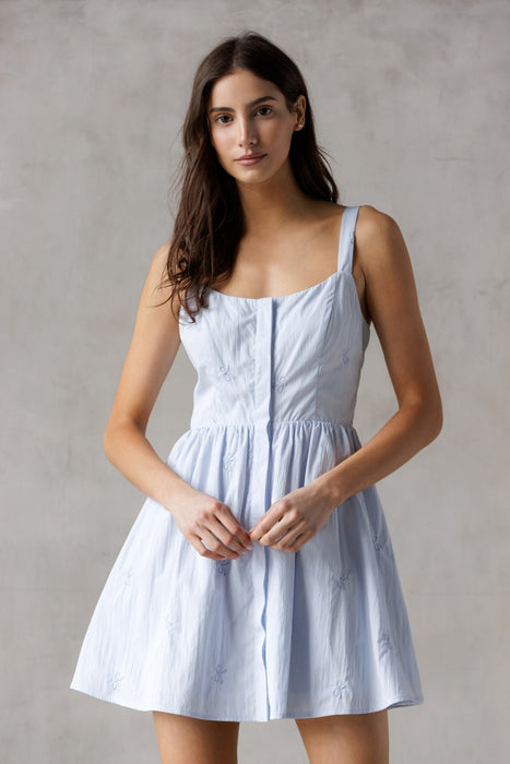 Bow Mini Dress - Baby Blue