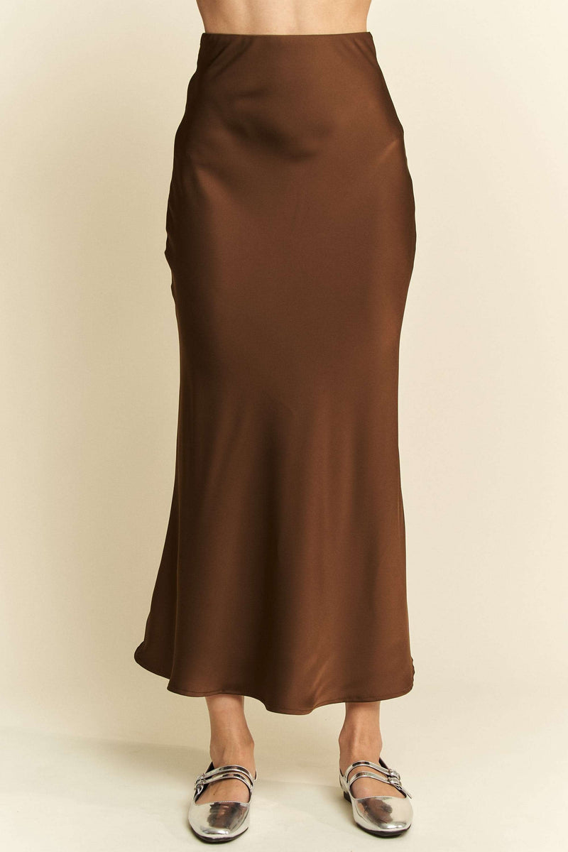 A Line Midi Skirt - Brown