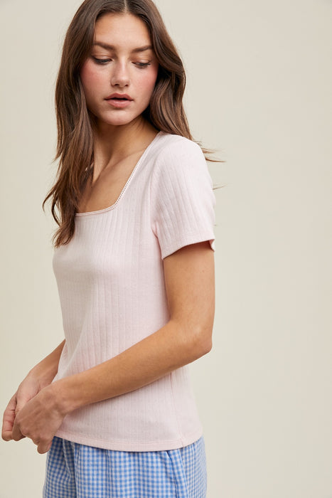Pointelle Knit Top - Ballet