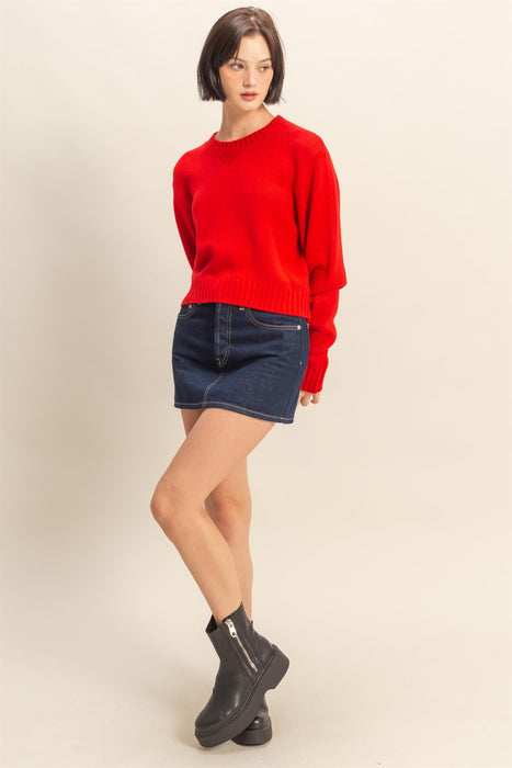 Cropped Sweater - Red