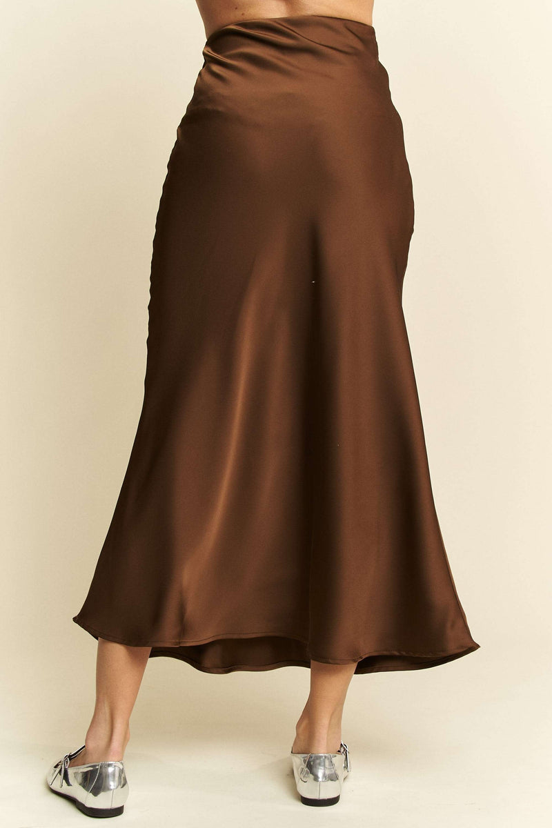A Line Midi Skirt - Brown
