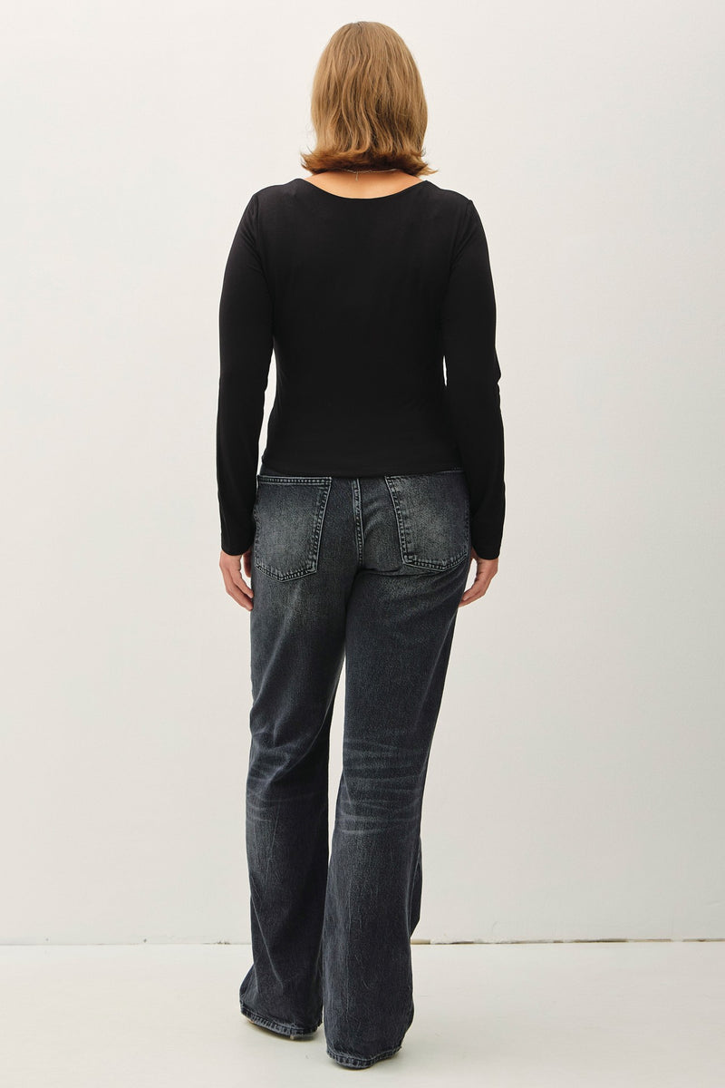 Basic Scoop Neck Top - Black