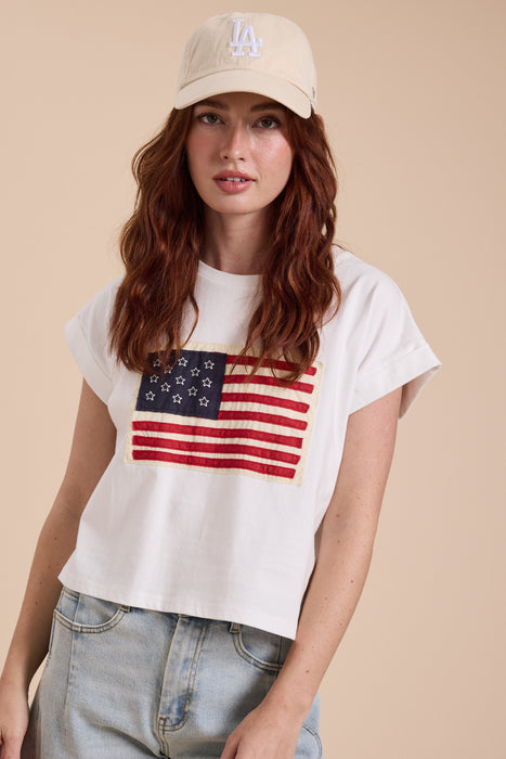 Flag Cotton Top - White