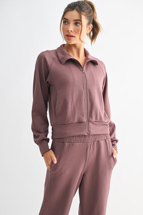 Sand Wash Rib Zip Jacket - Rose Taupe
