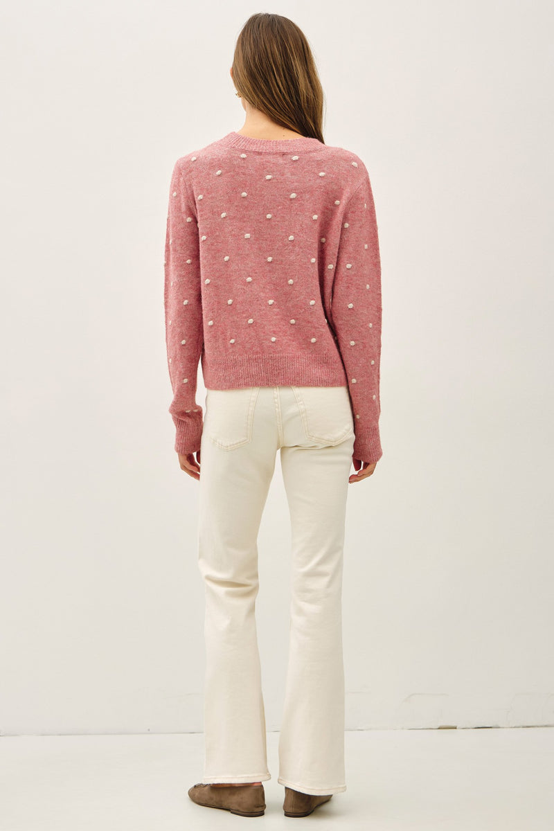Polka Dot Sweater - Coral