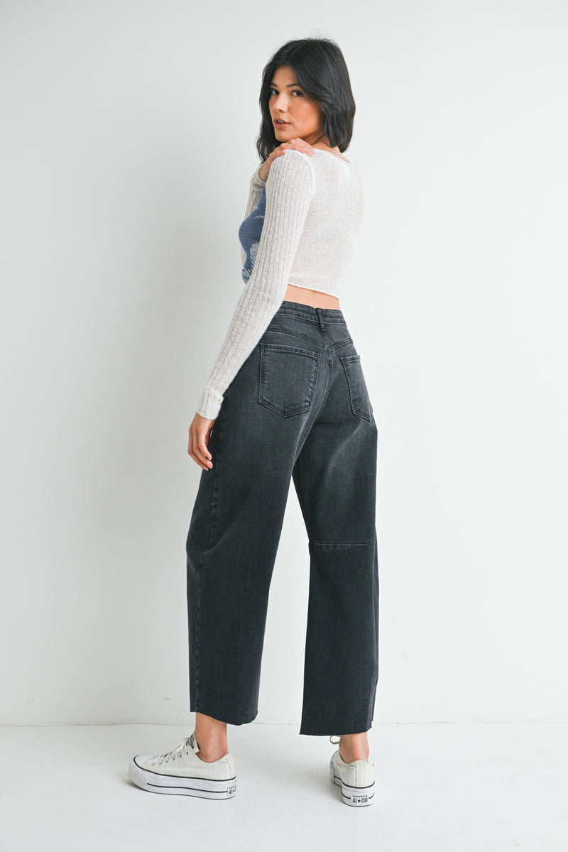 Just Black Denim • Barrel Jean With Seams - Washed Black