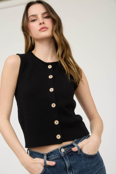 Button Down Vest - Black