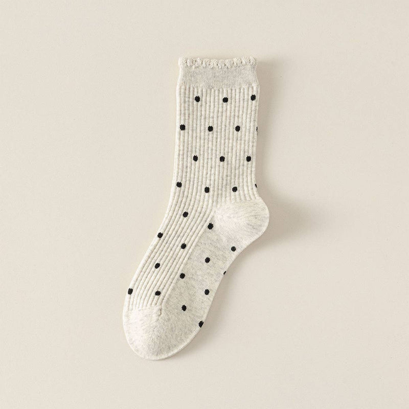 Beige Lace Polka Dot Socks