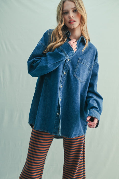 Washed Button Up Denim Shirt