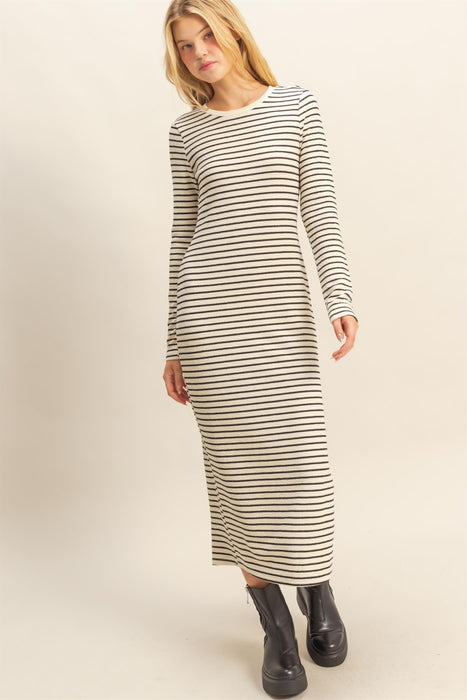 Striped Midi Dress - Cream