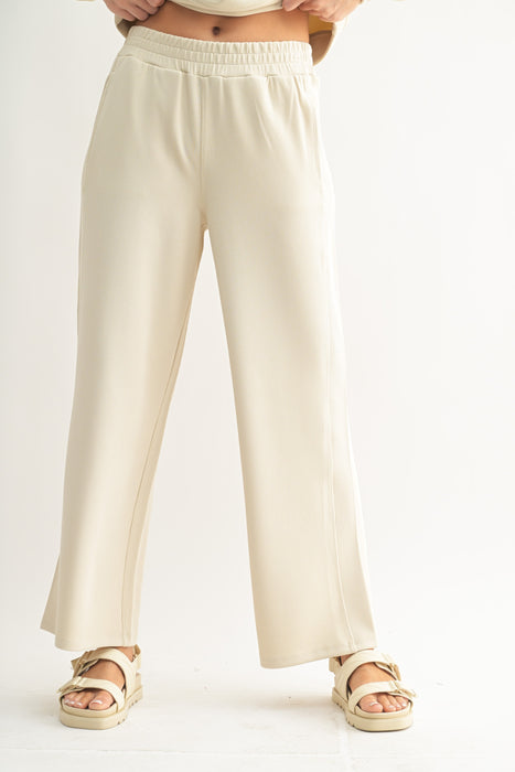 Sand Wash Rib Wide-Leg Pants - Natural