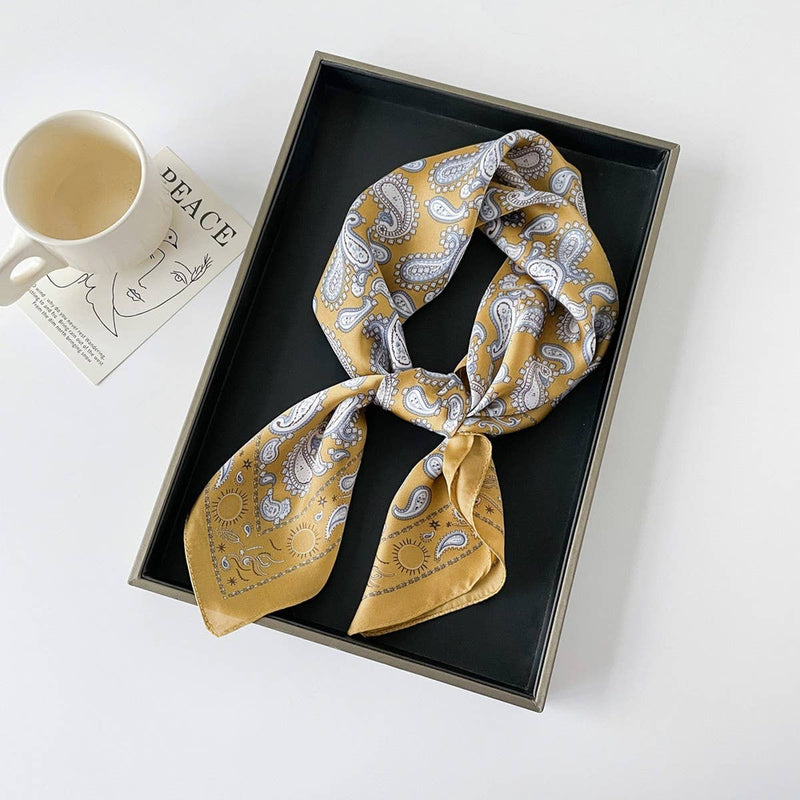 Yellow Paisley Square Scarf