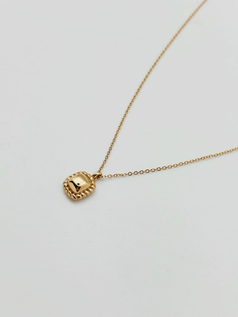18K Gold Square Pendant Necklace