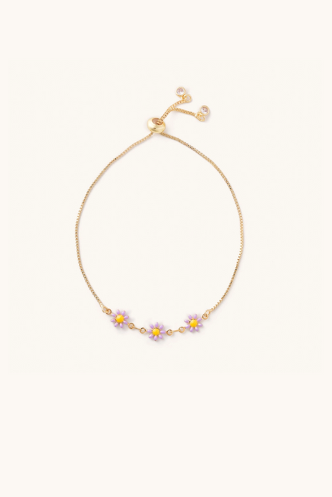 Nikki Smith Designs • Daisy Gold Slider Bracelets - Lilac