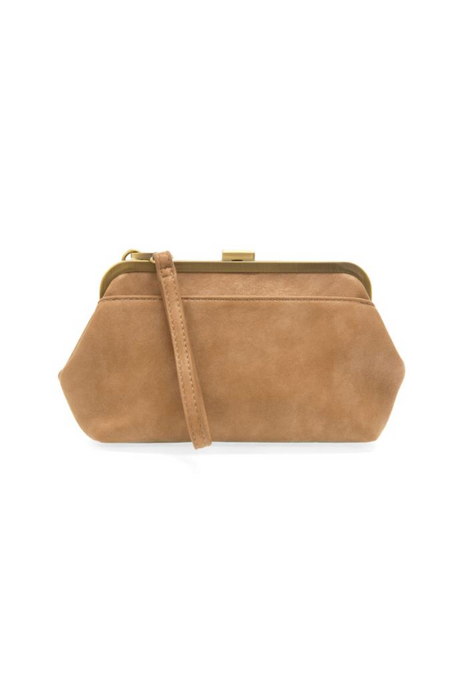 Tuscan Tan Vivie Frame Lock Convertible/Wristlet
