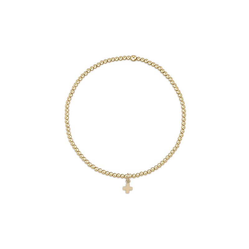 enewton • Classic Gold 2mm Bead Bracelet Small Cross Gold Charm
