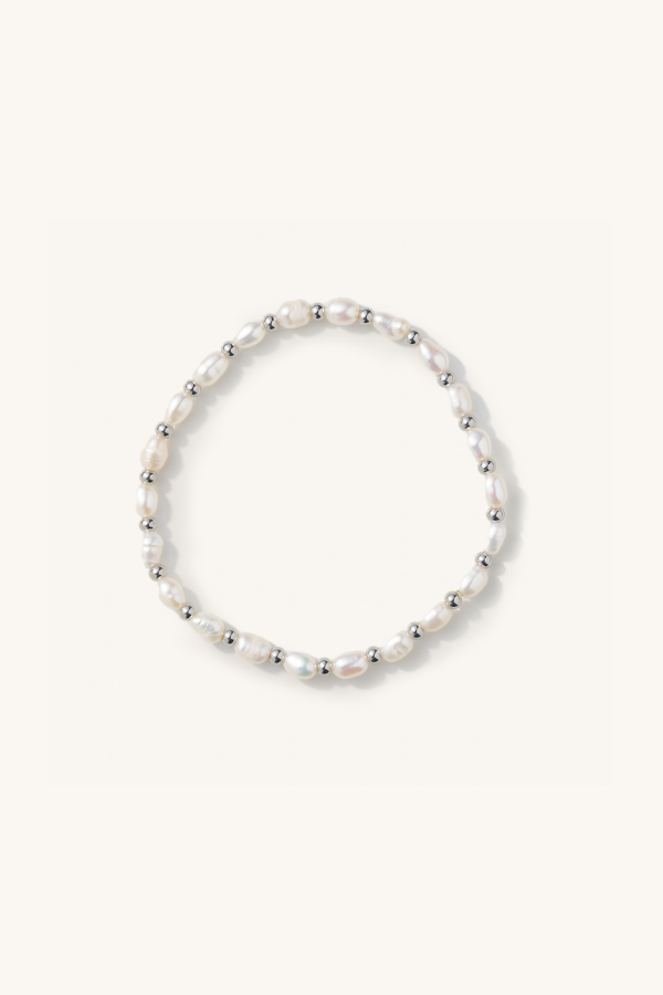 Nikki Smith Designs • Waterproof Percy Pearl Bracelet Silver