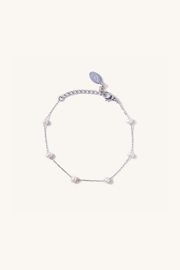 Nikki Smith Designs • Waterproof Camille Pearl Bracelet Silver