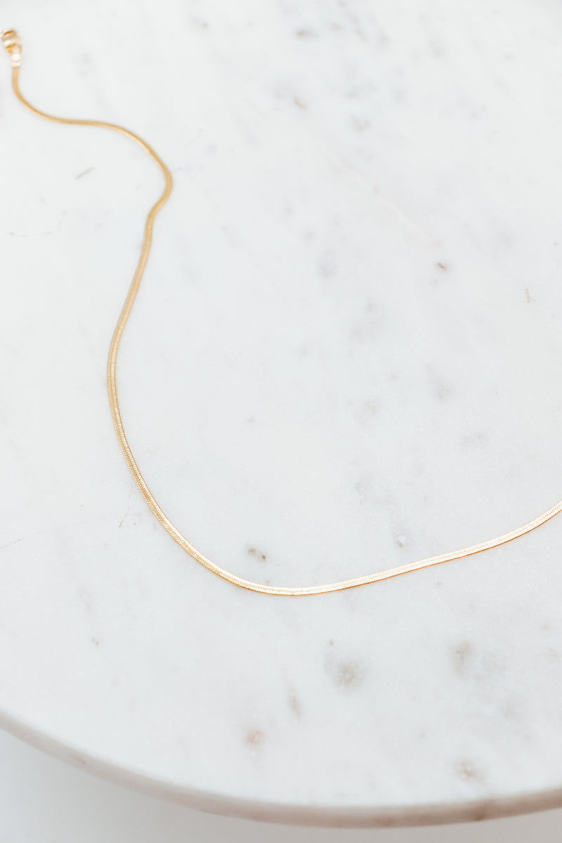 Extra Skinny Herringbone Necklace Gold
