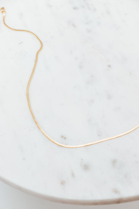 Extra Skinny Herringbone Necklace Gold