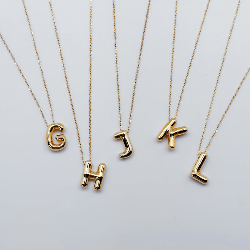 Initial 18K Gold Plated Jumbo Bubble Initial Necklace